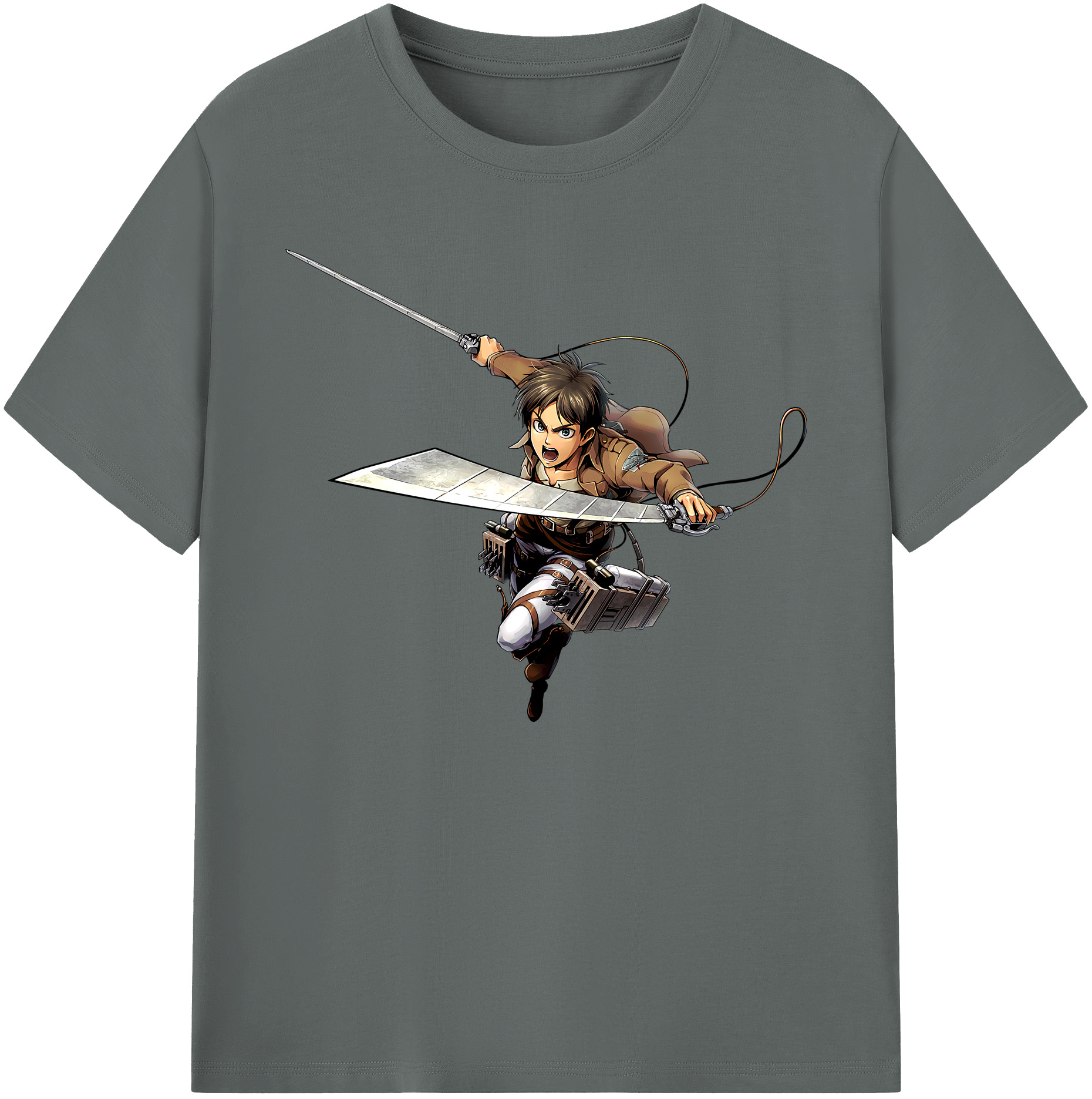 （画像用） 進撃の巨人 エレン･イェーガー Attack on Titan Eren Jäger 綿100％ メンズ半袖Tシャツ｜肌触りやわらか＆通気性